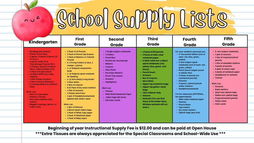 2026-2027 School Supply Lists