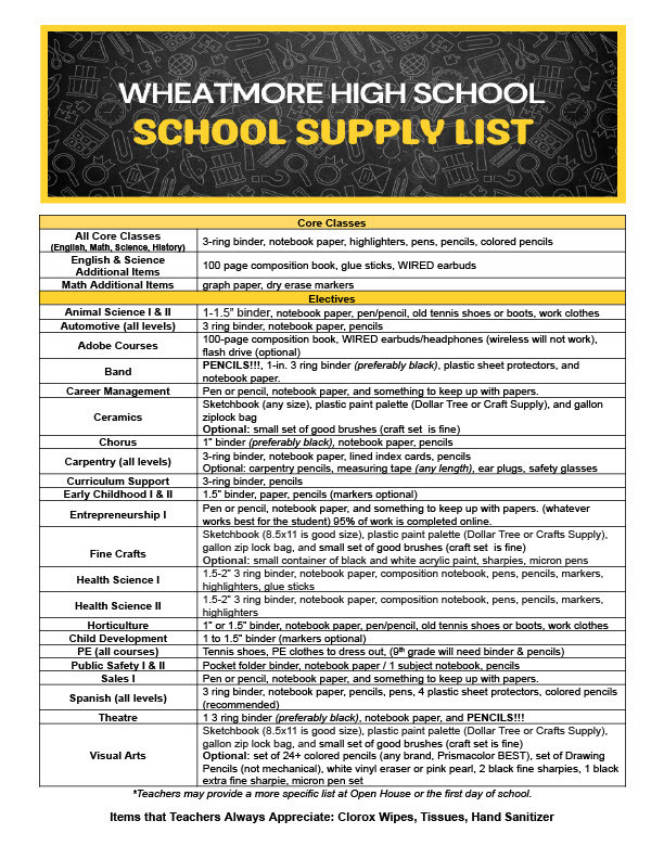 26-27 WHS Supply List