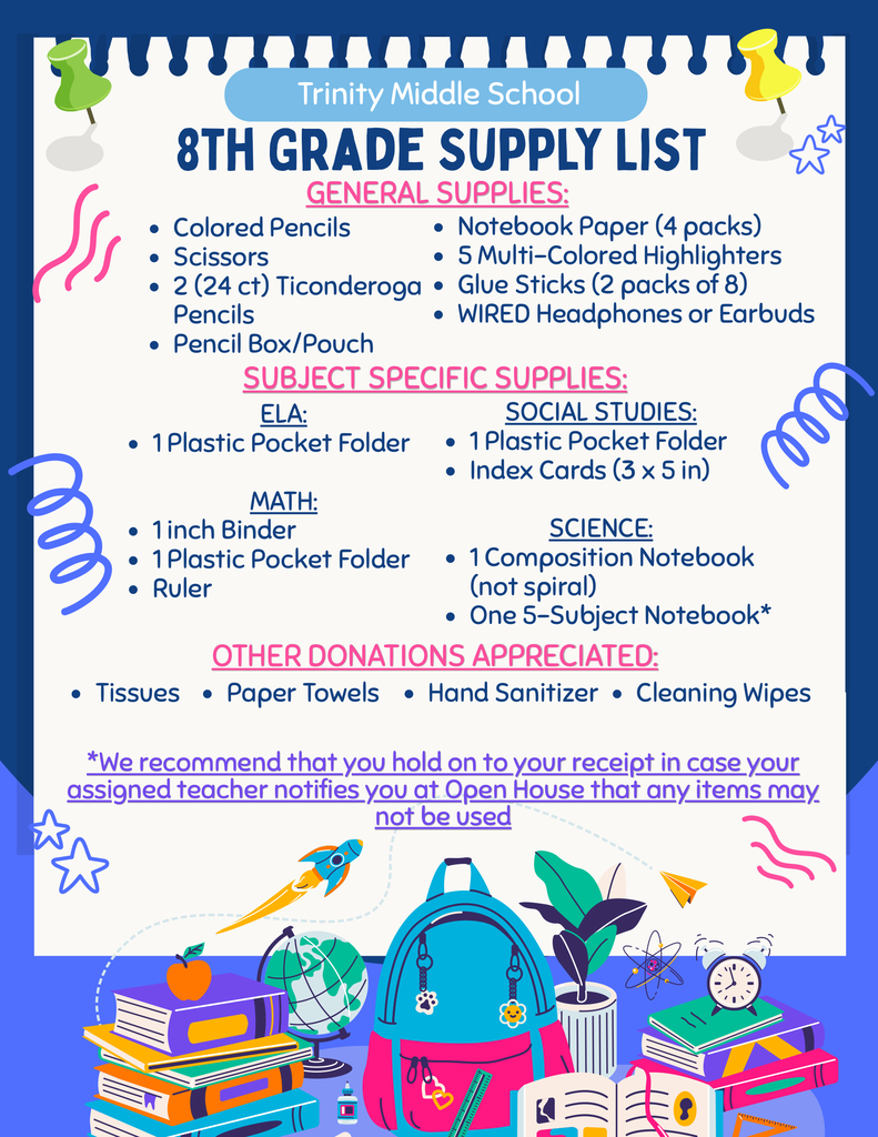 8th Grade Supply List