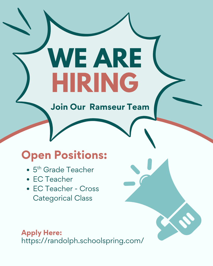 We are Hiring, link to apply https://randolph.schoolspring.com/