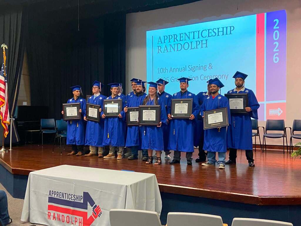 🎉 Congratulations to the Apprenticeship Randolph Class of 2026! Randolph County School System is proud to celebrate the success of our students at Randolph Community College's and Apprenticeship Randolph's 10th Annual Signing Ceremony. This year, 12 pre-apprentices signed offer letters to begin their apprenticeship journeys, and 7 of those students are from RCSS schools. In addition, 9 of the program's 14 graduates are RCSS students, demonstrating the impact of career-connected learning opportunities across our district. For the past 10 years, Apprenticeship Randolph has connected education with industry by providing students the opportunity to earn a paycheck, gain valuable work experience, and complete a college degree while helping local employers develop the skilled workforce our community needs. RCSS Pre-Apprentices: Randolph Early College High School – 3 Southwestern Randolph High School – 2 Wheatmore High School – 1 Trinity High School – 1 RCSS Graduates: Wheatmore High School – 2 Southwestern Randolph High School – 2 Eastern Randolph High School – 1 Trinity High School – 1 Providence Grove High School – 1 Randolph Early College High School – 1 Uwharrie Ridge 6-12 – 1 Congratulations to all of the graduates, our newest pre-apprentices, our employer partners, Randolph Community College, and everyone who has helped make this outstanding program a success. We are proud of our students and look forward to seeing all they accomplish in the years ahead!