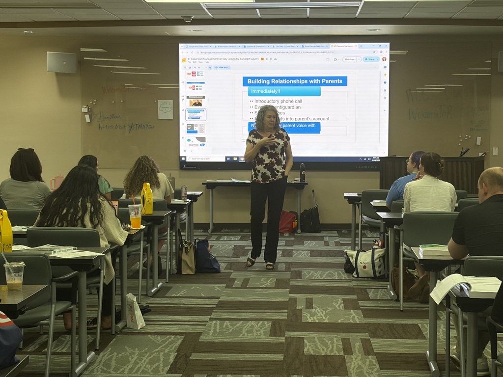🍎 Welcome, New Beginning Teachers! 🍎  The Randolph County School System is excited to welcome 30 new educators to the RCSS family during Beginning Teachers Orientation, taking place Monday through Thursday, August 10–13!  Throughout the week, our new beginning teachers will take part in sessions designed to help them get off to a strong start in the classroom. Topics include classroom environment, media and technology, support and evaluation, key policies and legal issues, Exceptional Children and ESL programs, testing and accountability, MTSS, and curriculum and instruction. They’ll also hear from RCSS leaders, experienced educators, and our 2025–2026 Teacher of the Year, Christy Hutchins.  The week will wrap up Thursday with beginning teachers spending time with their mentors at their respective school sites, getting acquainted with their schools, setting expectations, and preparing for the year ahead.
