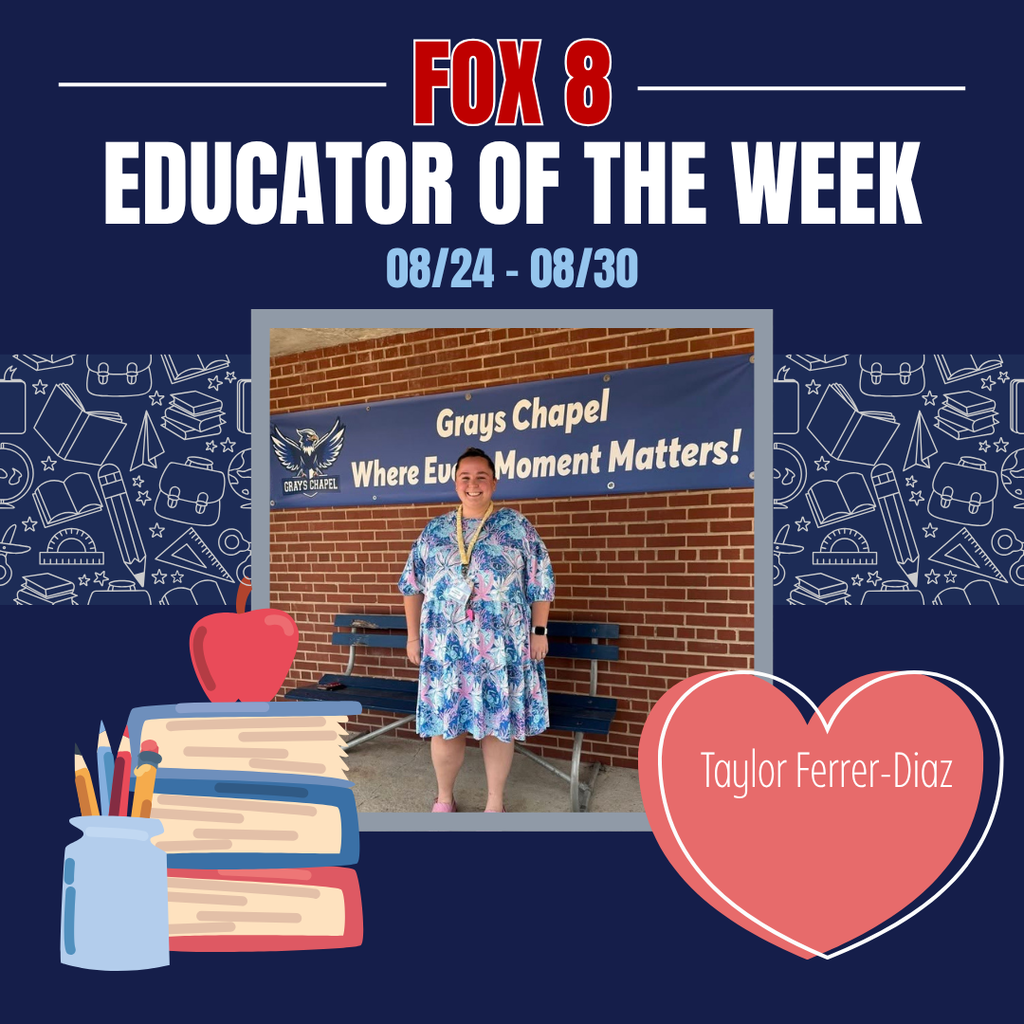 Congratulations to Taylor Ferrer-Diaz on being recognized as Fox 8’s first Educator of the Week for the 2026-2027 school year! Be sure to check out her feature at https://myfox8.com/educator-of-the-week.