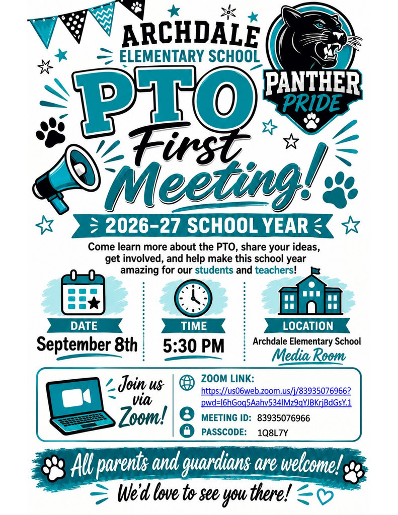 Flyer for PTO Meeting with school related clipart. All document text in caption.