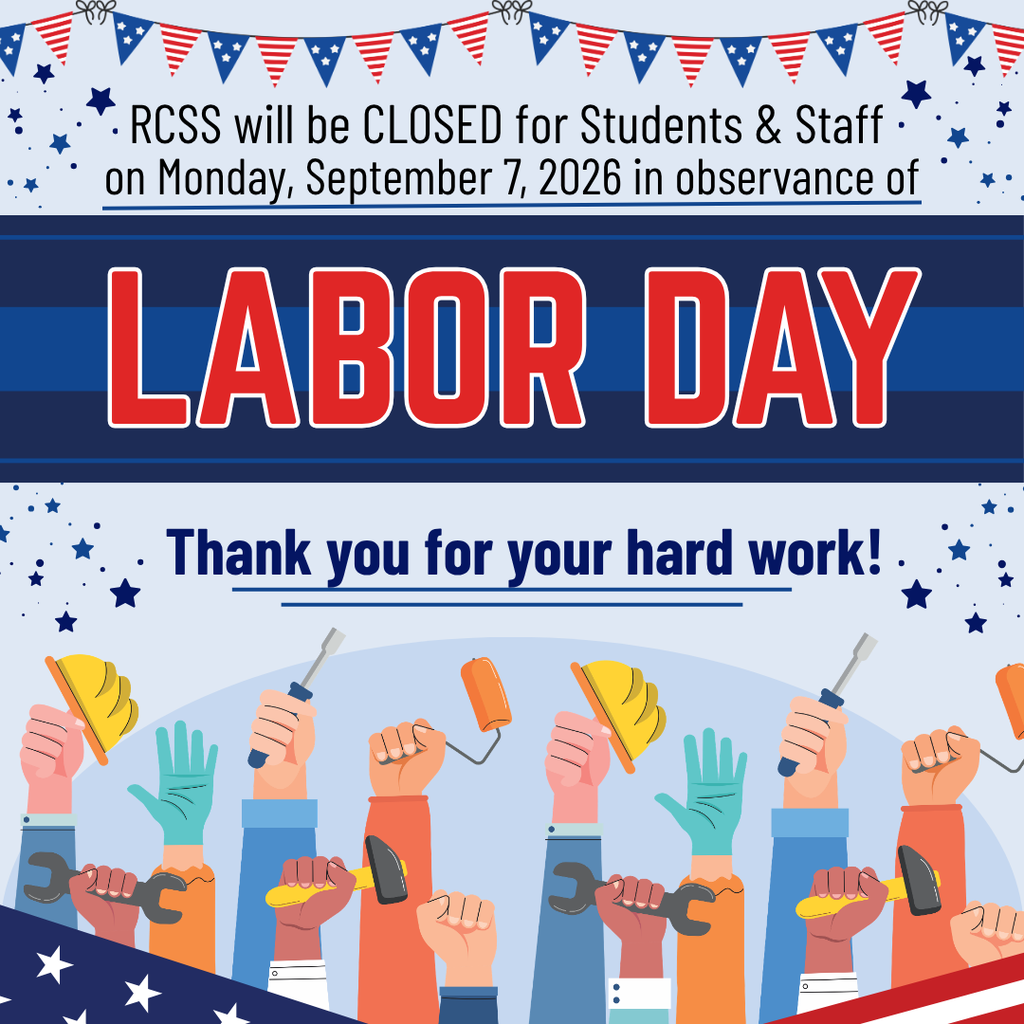 Reminder - the Randolph County School System will be closed on Monday, September 7 in observance of the Labor Day holiday.