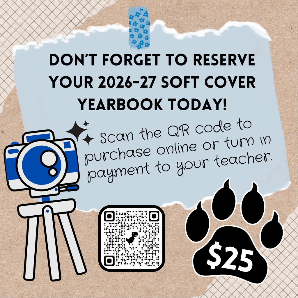Camera, pawprint, and scrapbook clipart. Image text in caption.
