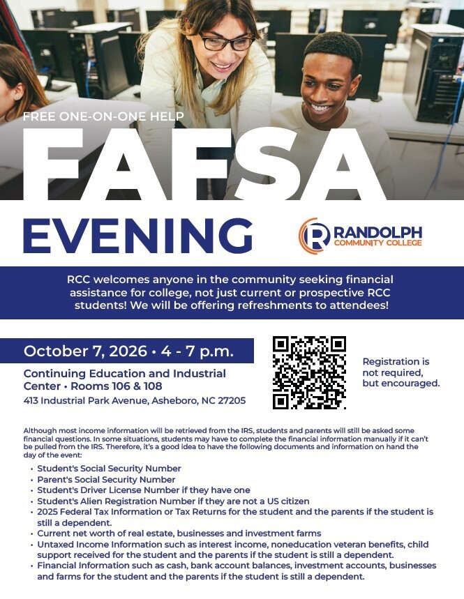 RCC will be hosting their first FAFSA Evening for the 2027/28 FAFSA year on October 7th from 4pm-7pm! This event is to help students complete their FAFSA to be ready financially for college costs. 😊