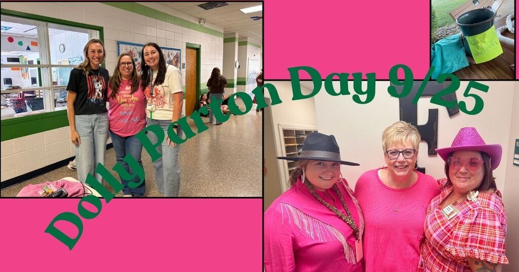 Today 9/25,  in honor of Dolly Parton and her wonderful contribution to educating thousands of students through her Imagination Library, the Farmer Elementary Staff members participated in a special spirit day. Our reading specialist, Ms. Clark, dropped by many classrooms to read A Coat of Many Colors and continue Dolly Parton's legacy of nurturing a love for reading.