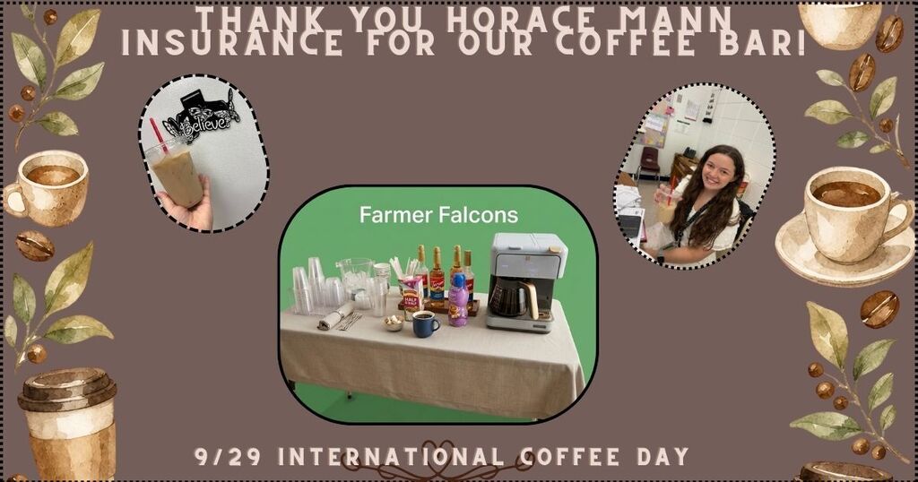 Today, 9/29/26, was international coffee day. Horace Mann Insurance sponsored our sunshine cart  and kicked our day off right with some delicous coffee. Thank you Horace Mann for spoiling us today, we appreciate it. 