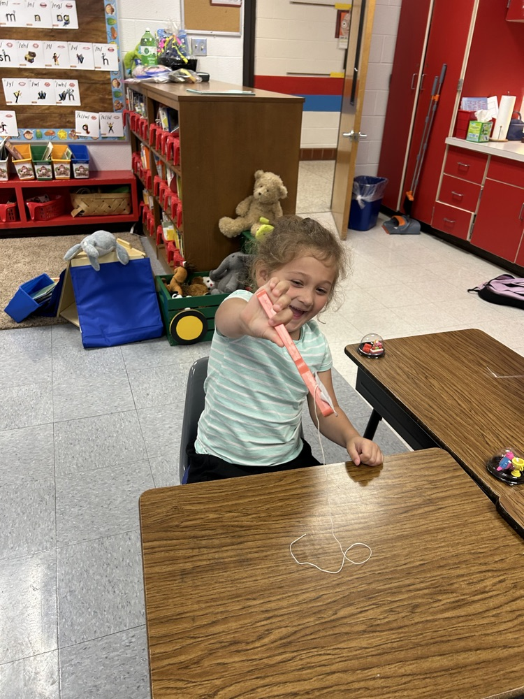 First grade has been learning about force and motion in science this week. Today, they did an experiment with magnets to see if they could make their ghost “fly” without touching it. 👻