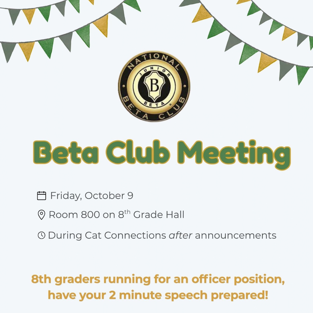 Beta Club meeting date and time.