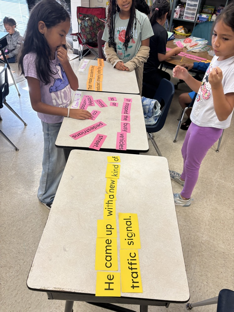third graders, taking apart and building complex sentences