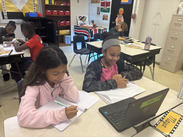 fifth graders conducting research