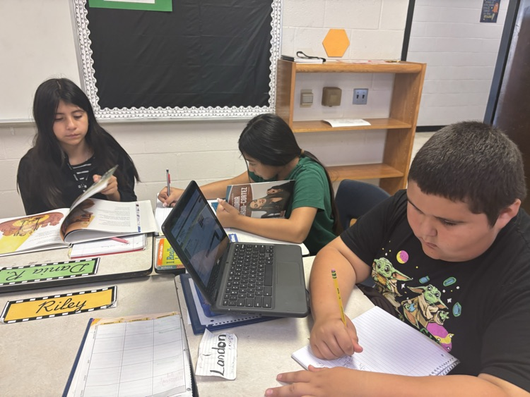 fifth graders conducting research