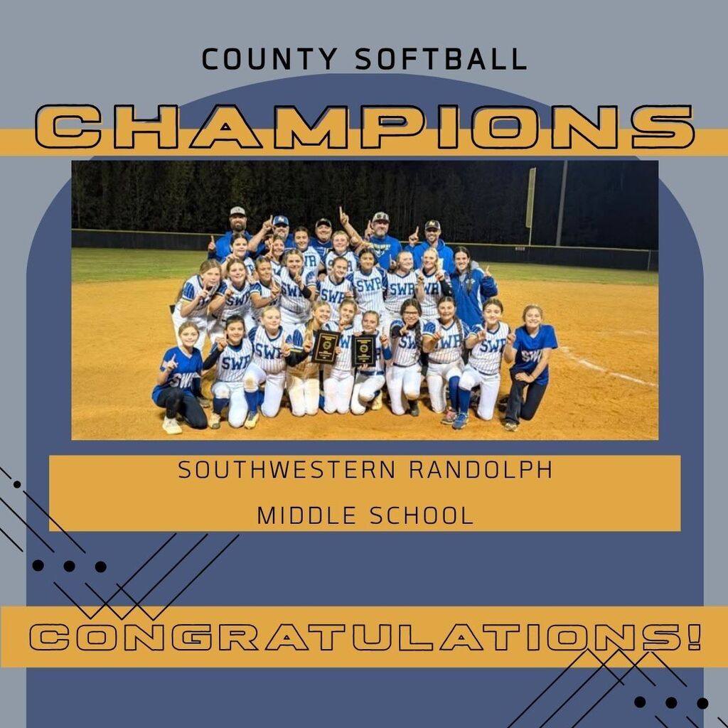 Southwestern Randolph Middle School won the county softball tournament, beating Randleman Middle School 11-5. They were also the regular season champions. Congratulations Cougars!