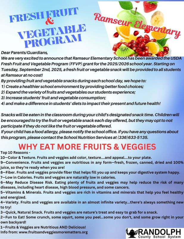 Ramseur Elementary Fresh Fruit & Vegetable Program