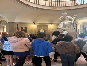 Ms. Mosqueda’s class is learning about the sculpture of George Washington that is in the rotunda of the NC State Capitol Building.