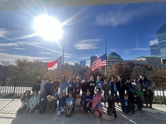 Mrs. Kinney’s class on the terrace of the Legislative Building.