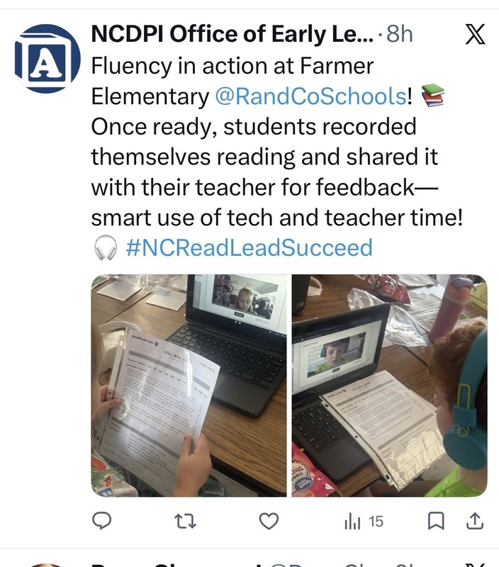 NCDPI shout out to Farmer Elementary for good instruction with students
