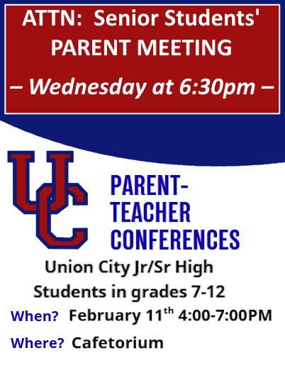 UCJSHS Senior Students' Parent Meeting, FEB 11 @ 6:30pm