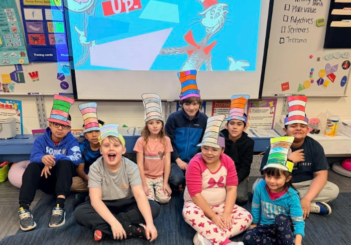 Mrs. Lightle's class celebrates Read Across America Day.