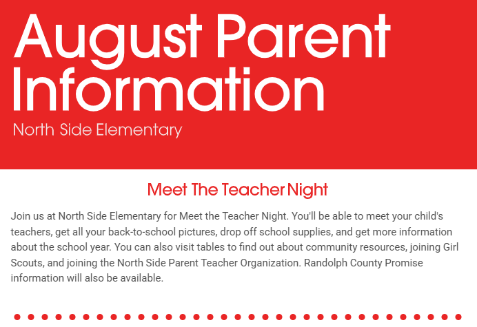 North Side August Family newsletter