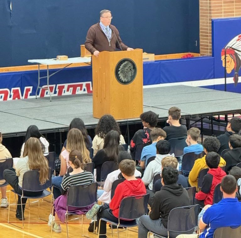Mr. Hoggatt speaking to NSE students