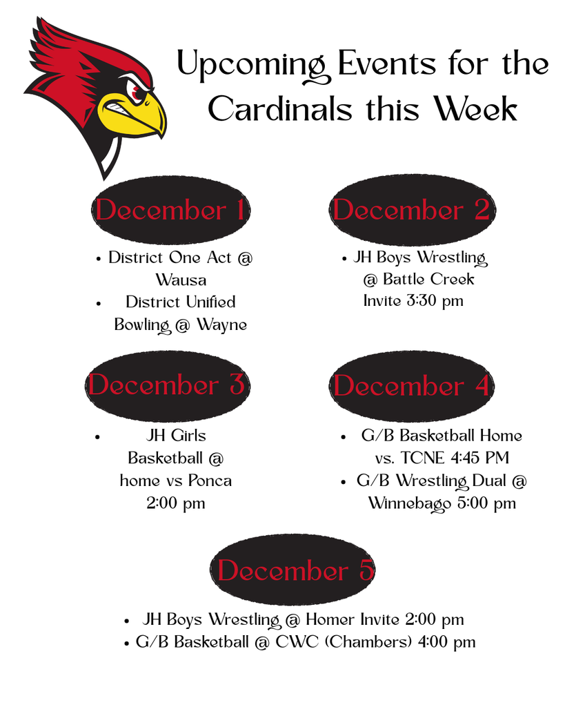 Upcoming Events for the Cardinals this Week