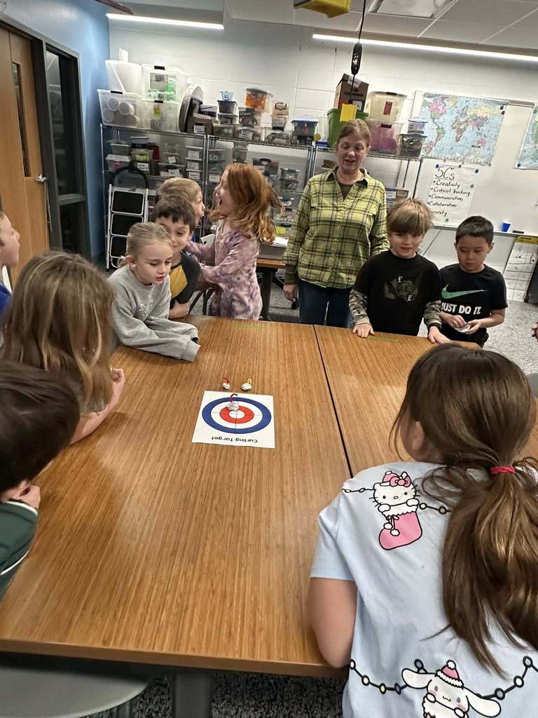 Students in Mrs. Goneau’s 2nd grade class explored STEM concepts through a mini Olympic curling event