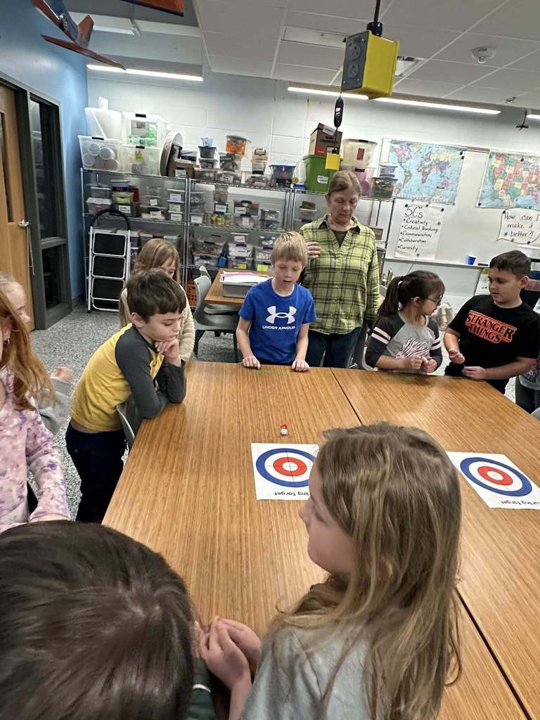 Students in Mrs. Goneau’s 2nd grade class explored STEM concepts through a mini Olympic curling event
