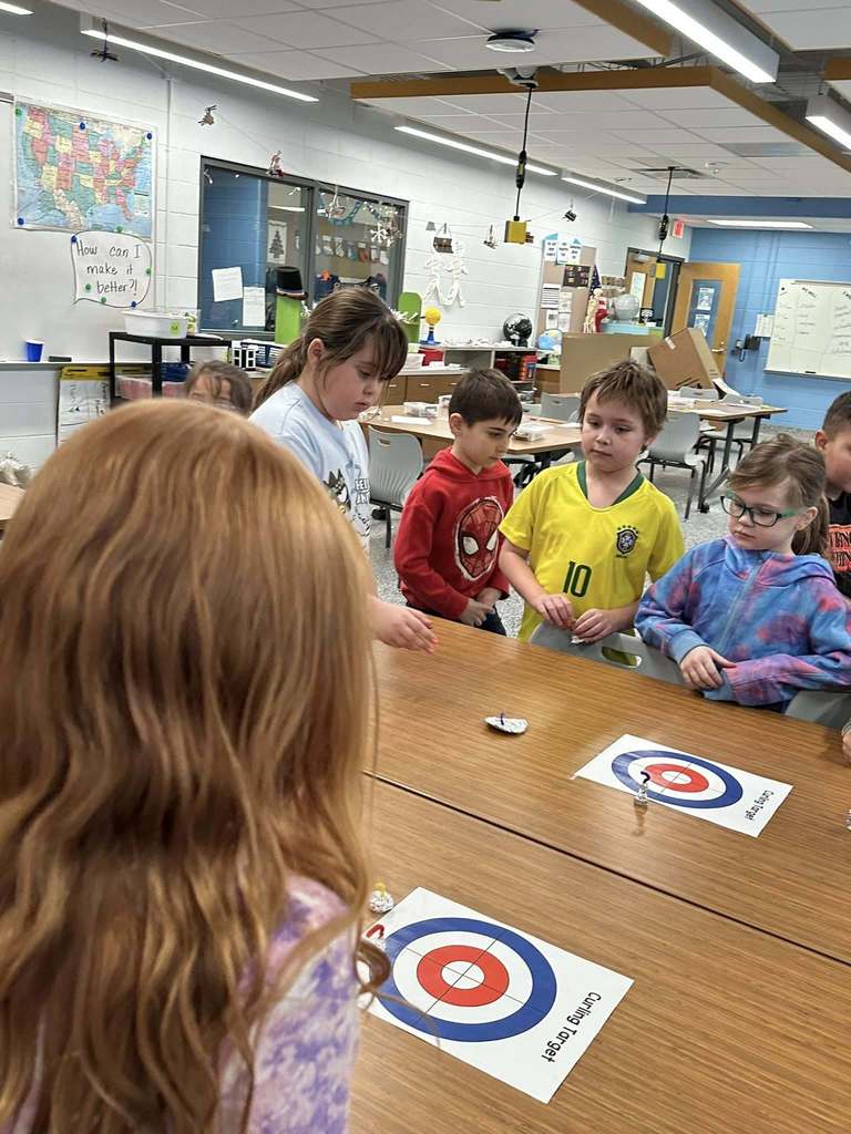 Students in Mrs. Goneau’s 2nd grade class explored STEM concepts through a mini Olympic curling event