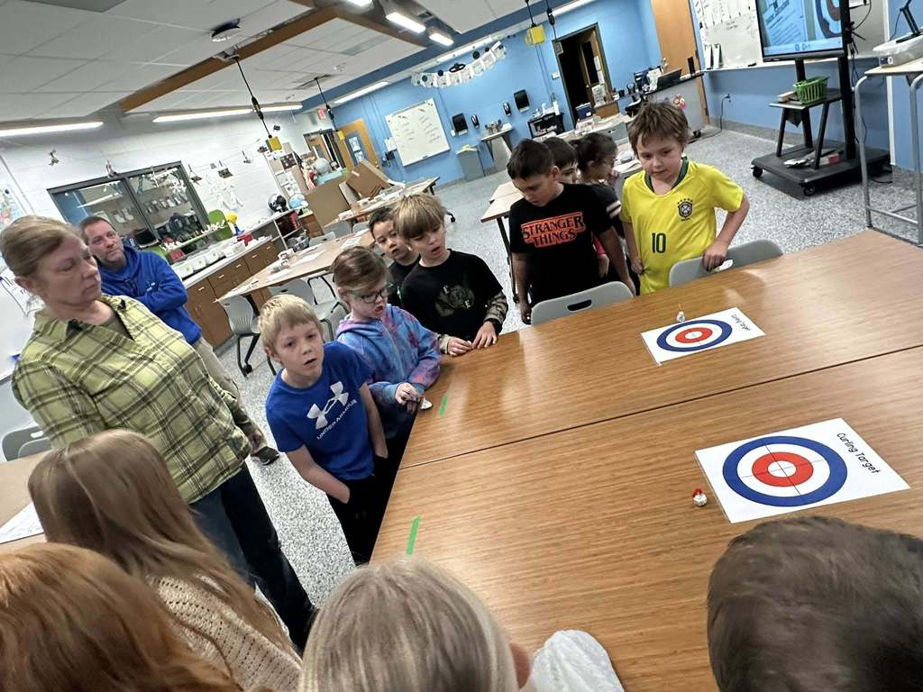 Students in Mrs. Goneau’s 2nd grade class explored STEM concepts through a mini Olympic curling event