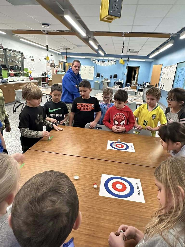 Students in Mrs. Goneau’s 2nd grade class explored STEM concepts through a mini Olympic curling event