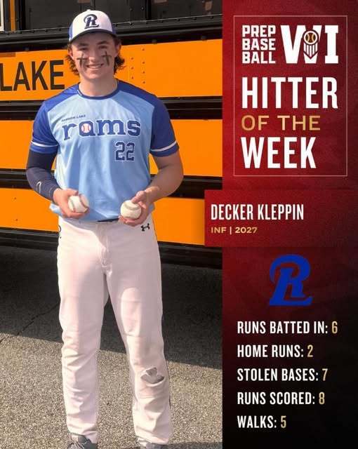 We’re proud to share that Decker has been named Prep Baseball Wisconsin Player of the Week!