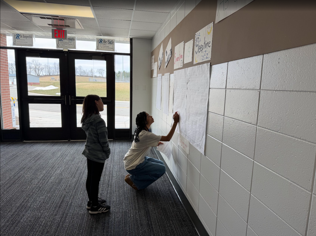 Mrs. Thomas’ 8th grade math class recently invited the 5th graders in to help them graph their screen time.