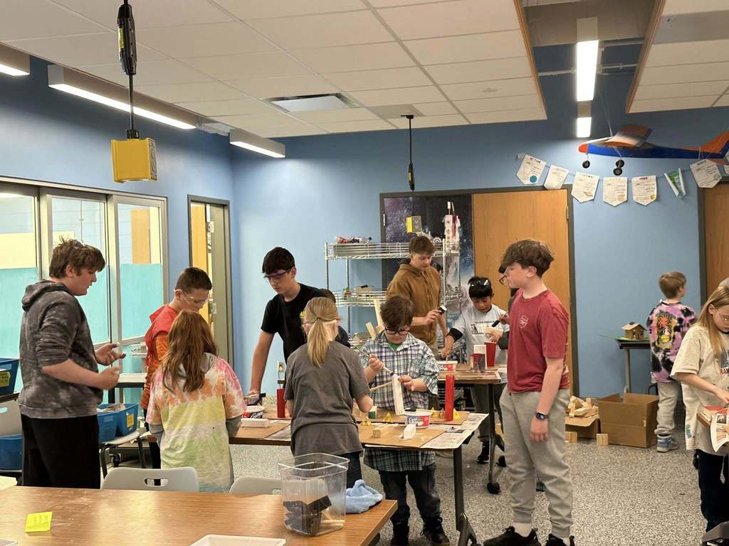 Photos from today’s collaborative project between our 8th Grade Woodworking 2 class and 4th graders