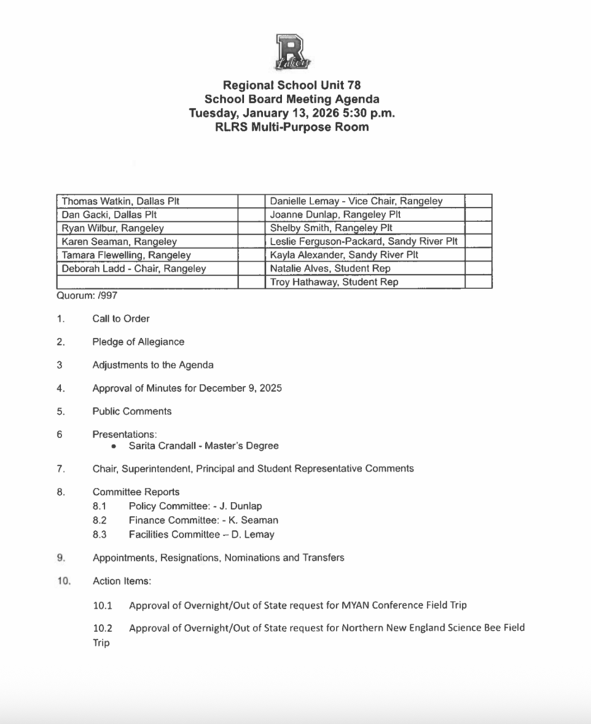 jan 26 school board meeting