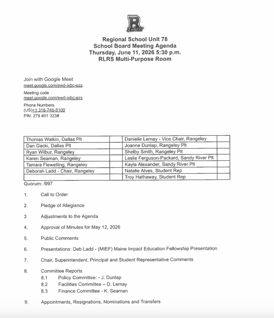 board agenda pg. 1