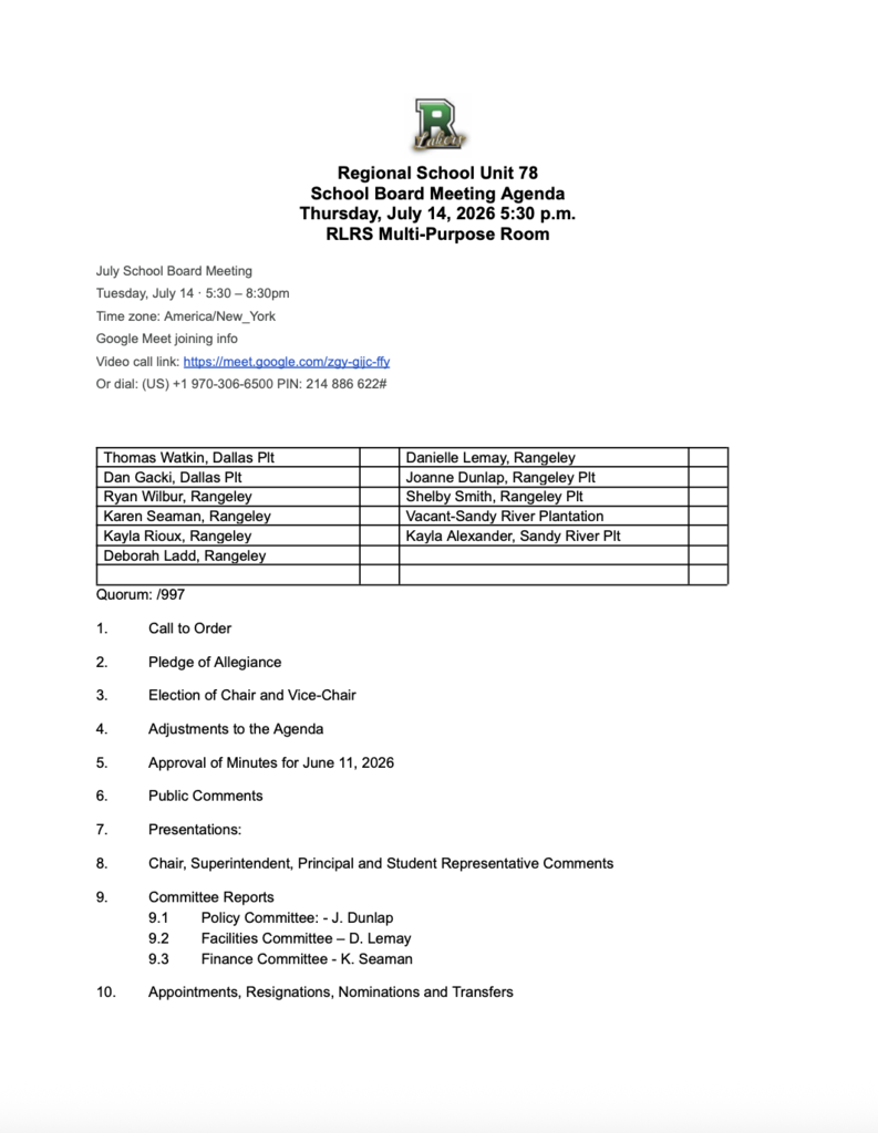 7/14 board meeting