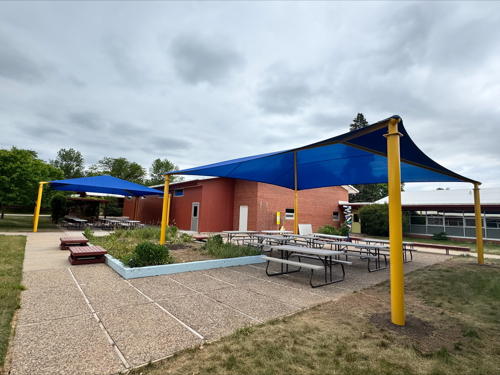 2 blue shade structures