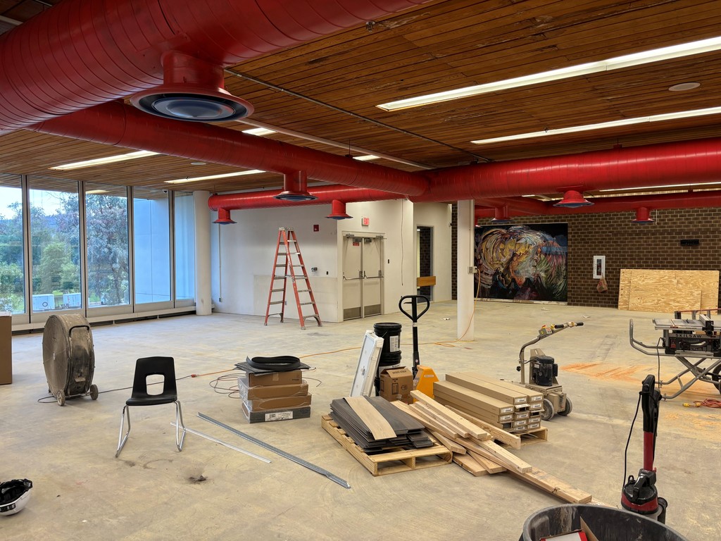 picture of the remodle and the duct being painted red instead of blue at central high school