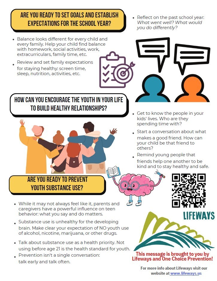 infographic that introduces our Lifeways counselor, Nick Wiest, It includes contact information as well as information a QR code so families can scan it and get more information about the LIfeWays program. 