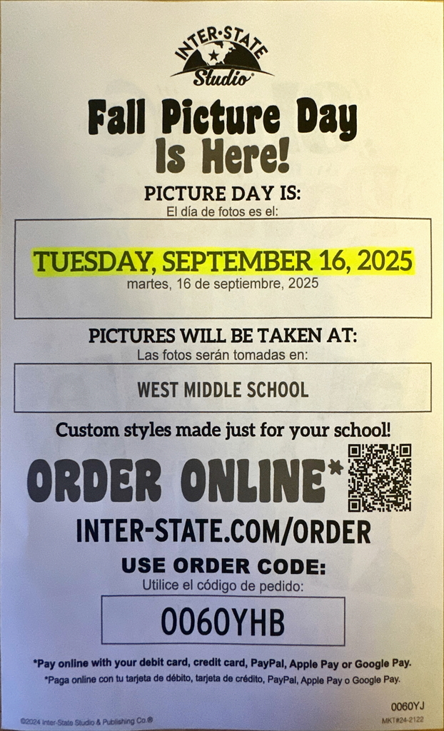 Picture day information. QR code for ordering online. 
