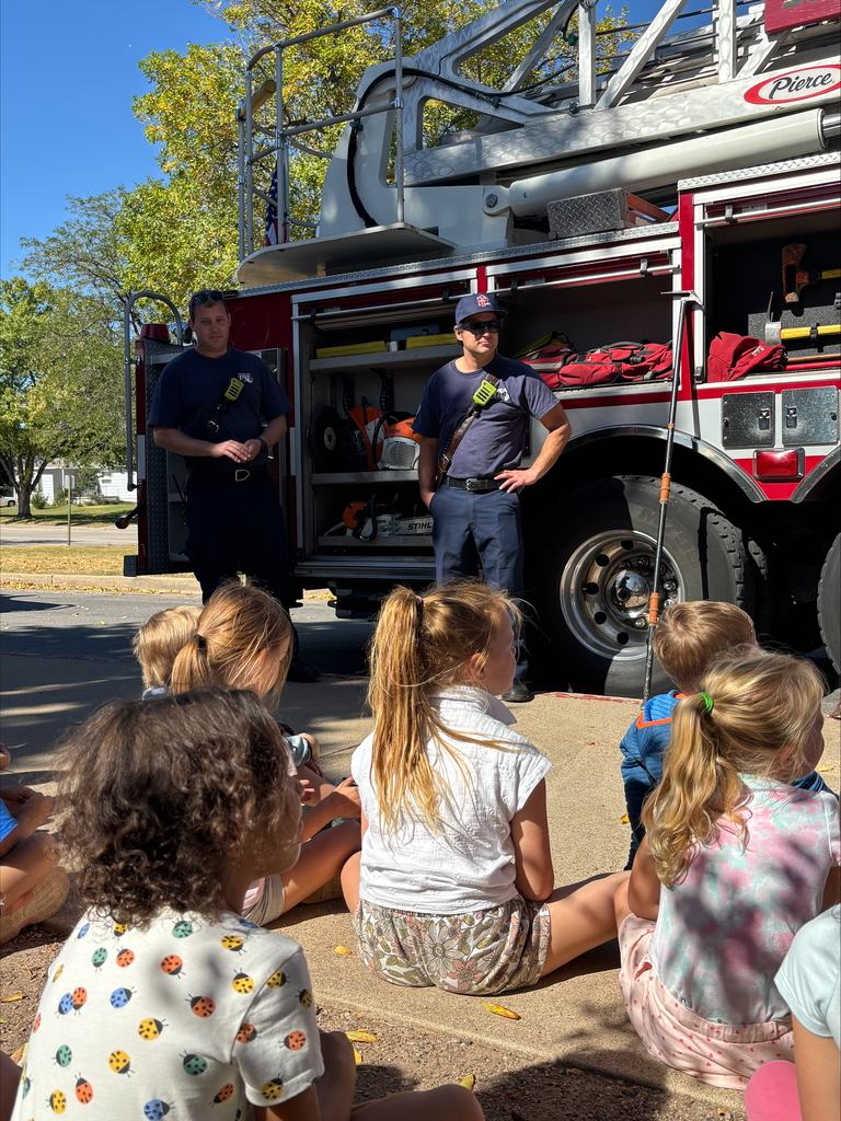 students and fire truck