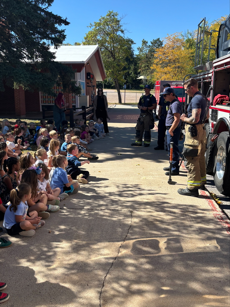 students and fire truck