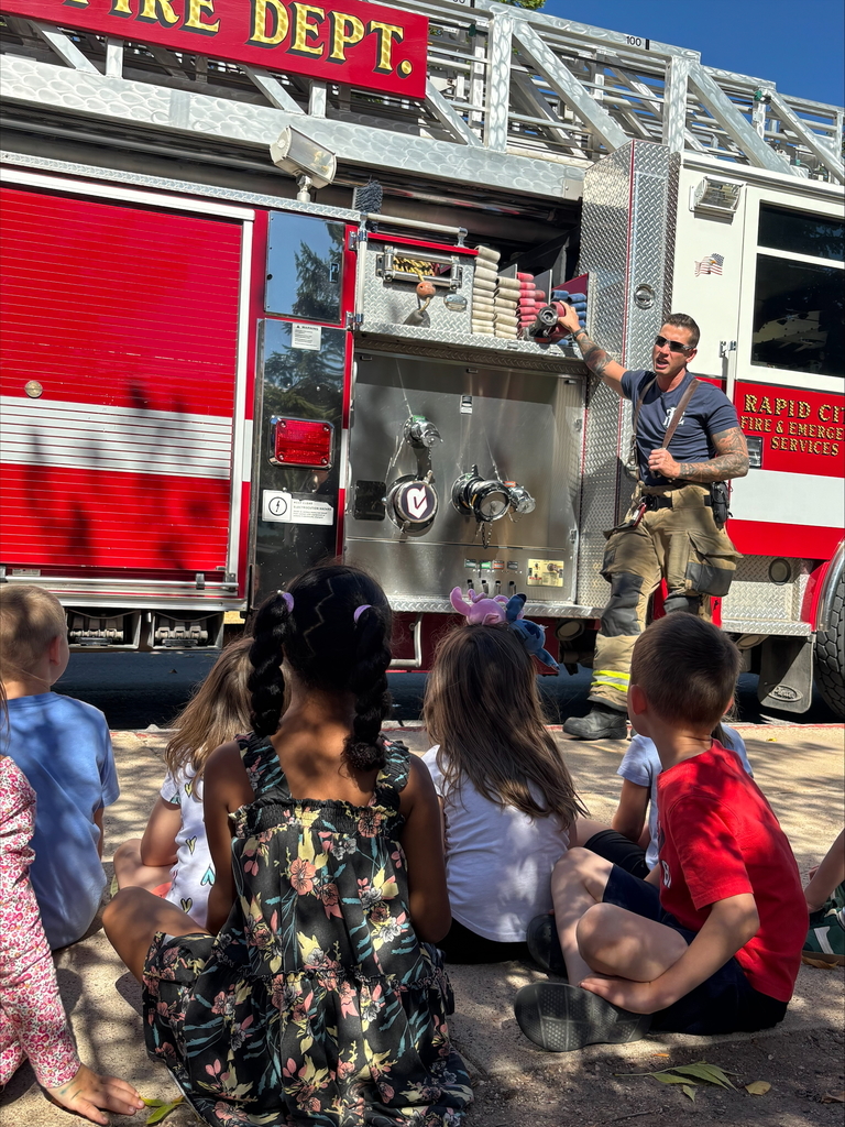 students and fire truck