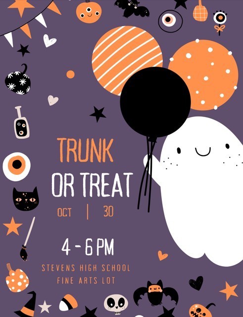 South Park - Halloween Alley 3-4pm. Stevens High School - Trunk or Treat 4-6pm.