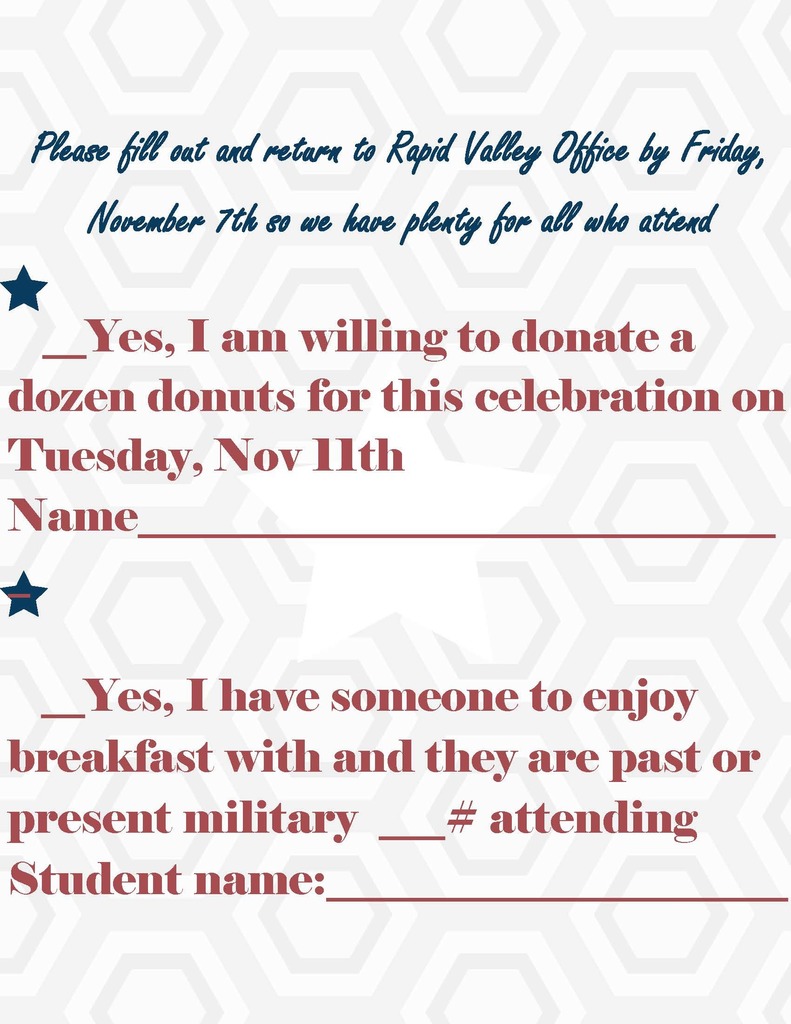 Veteran's Day Celebration Nov 11th, Veteran's Welcome  for school assembly at 8:15, followed by breakfast.  Yes, willing to donate, Yes, I have someone to enjoy breakfast with, give number attending