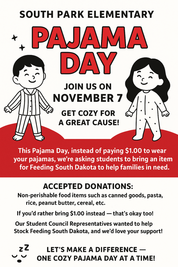 Pajama Day Food Drive on Friday 11/7