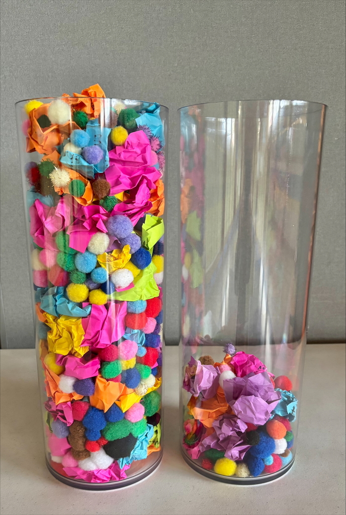 pom pom balls in a jar